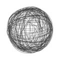 Tangle chaos abstract hand drawn messy scribble sphere ball vector illustration.