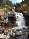 Jasper National Park, Beautiful Tangle Falls near Sunwapta Pass, Alberta, Canada Royalty Free Stock Photo