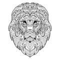 Tangle lion coloring book page for adult Royalty Free Stock Photo