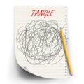 Tangle Scrawl Sketch Vector. Drawing Circle. Tangled Chaotic Doodle. Mind, Brainwork. Spherical Abstract. Illustration