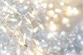 A tangle of white string lights shines brightly