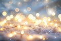 A tangle of white string lights shines brightly
