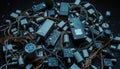 Tangled Electronics: A Chaotic Web Royalty Free Stock Photo