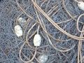 Tangled Fishing Net, Rope and Floats Royalty Free Stock Photo