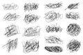 Tangled chaotic crazy lines set. Random chaotic scribble lines collection on white background. Scrawl messy lines
