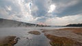 Tangled Creek emptying into Hot Lake hot spring in the Lower Geyser Basin in Yellowstone National Park in Wyoming USA Royalty Free Stock Photo