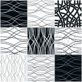 Tangled curvy lines seamless patterns set, vector repeat endless Royalty Free Stock Photo