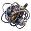 Tangled electrical wires and plugs a complex network of connectivity and technology white background Royalty Free Stock Photo