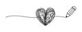 Tangled grungy heart scribble drawn with a pencil concept Royalty Free Stock Photo