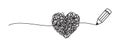 Tangled grungy heart scribble drawn with a pencil concept Royalty Free Stock Photo