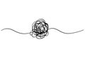 Tangled grungy round scribble isolated white background. Vector illustration