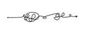 Tangled line, complex knot rests in straight line isolated vector illustration