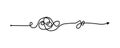 Tangled line, complex knot rests in straight line isolated vector illustration