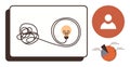 Tangled Line Transforming into a Light Bulb with User Profile and Pie Chart Elements Royalty Free Stock Photo