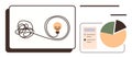 Creative Problem Solving Concept with Lightbulb, Knot, and Data Visualization Elements Royalty Free Stock Photo