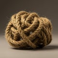 A tangled mass of coarse, thick rope forms a spherical shape against a neutral Royalty Free Stock Photo