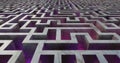 Tangled Maze Puzzle in perspective with glowing floor 3d illustration