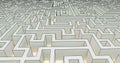 Tangled Maze Puzzle in perspective with glowing floor and hand drawn corners 3d illustration