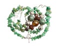 Tangled necklace from green aventurine isolated Royalty Free Stock Photo