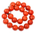 Tangled necklace from red coral beads
