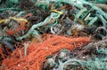 Tangled nets and ropes on the beach