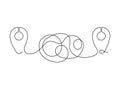 Tangled path outline with location point on map, plan of road way to goal, continuous one line drawing. Route with Royalty Free Stock Photo