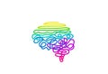 Tangled rainbow colored wire in brain shape vector illustration