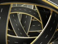 Tangled roads background with depth of field effect. 3D illustration