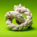 A Tangled Rope Knot on a Vibrant Green Background Royalty Free Stock Photo