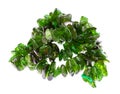 Tangled string of beads from chrome diopside gems