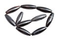 Tangled string from black polished agate beads