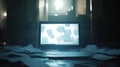 Tangled in Technology, Laptop and Papers in a Dark Room with Data concept Royalty Free Stock Photo
