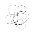 Tangled threads. Thread scribble petals, flower, spot. Black line abstract sketch. Chaotic doodle shapes. Vector EPS 10