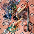 Tangled Up Antique Jewelry with Scissors