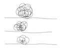 Tangles, messy, difficult route lines, complex decision concept. Doodle curve set Royalty Free Stock Photo