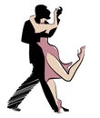 Tango Dance isolated: Design of young couple dancing tango. Royalty Free Stock Photo