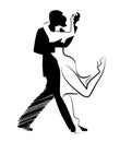 Tango Dance isolated: Design of young couple dancing tango. Royalty Free Stock Photo