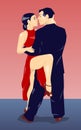 Tango dancers, embrace