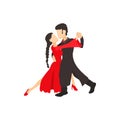 Tango dancers icon, cartoon style