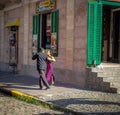 Tango dancers at La Boca neighborhood - Buenos Aires, Argentina Royalty Free Stock Photo