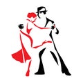 Tango dancing couple man and woman vector illustration, logo, icon