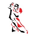 Tango dancing couple man and woman vector illustration, logo, icon