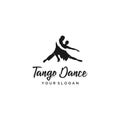 Tango dancing man and woman silhouette logo