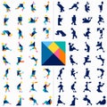 Tangram puzzle. Big set of tangram people.