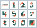 Tangram puzzle game with isolated vector Numbers.