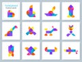 Tangram puzzle. Vector set with various objects. Royalty Free Stock Photo