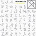 Tangram puzzle game. Tangram line with people.