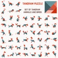 Tangram puzzle. Set of tangram animals and birds Royalty Free Stock Photo