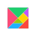 Tangram puzzle square set. Vector triangle geometric tangram template illustration chinese traditional