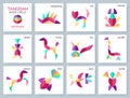 Tangram puzzle. Vector set with various animals. Royalty Free Stock Photo